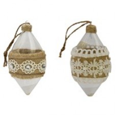 Christmas Decorations - Baulbs with lace and jute